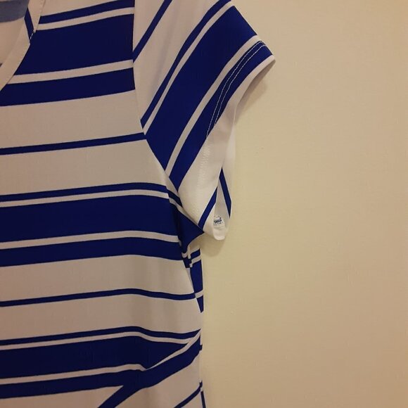 Rafaella (SP) Navy Blue & White Stripe Tunic w/Scoop Neck - Picture 4 of 5